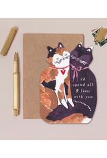 9 Lives With You Die Cut Cats Greeting Card