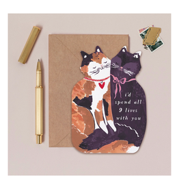 9 Lives With You Die Cut Cats Greeting Card