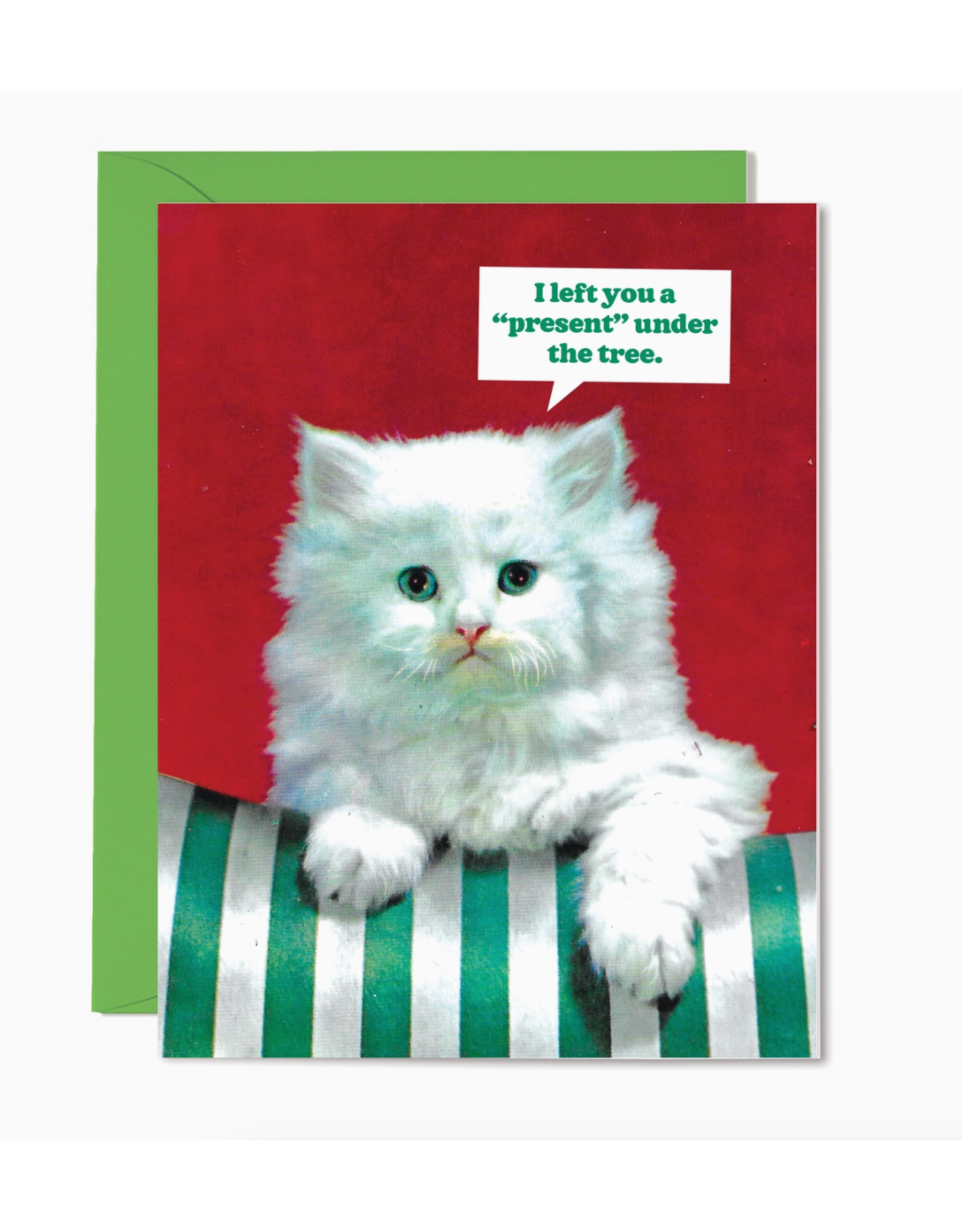 "Present" Under the Tree Cat Greeting Card