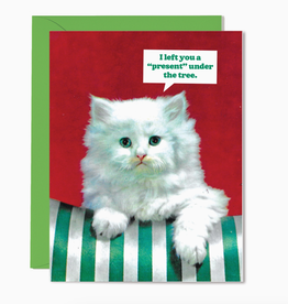 "Present" Under the Tree Cat Greeting Card