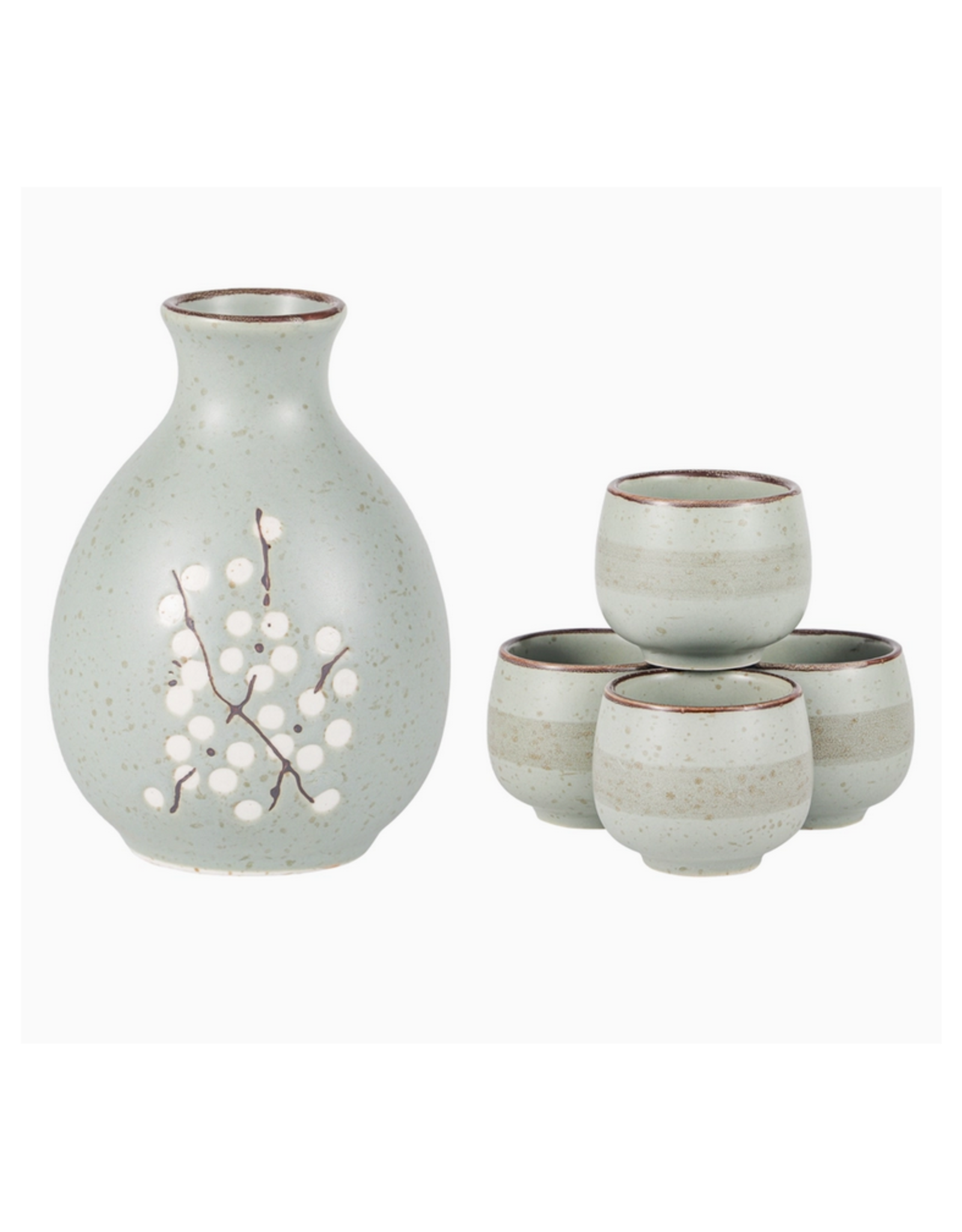 Blue Plum Blossom Sake Set for 4
