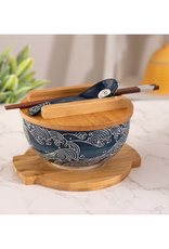Wave Nami Bowl w/ Chopsticks, Spoon, Lid and Trivet Set Wave Nami Bowl w/ Chopsticks, Spoon, Lid and Trivet Set