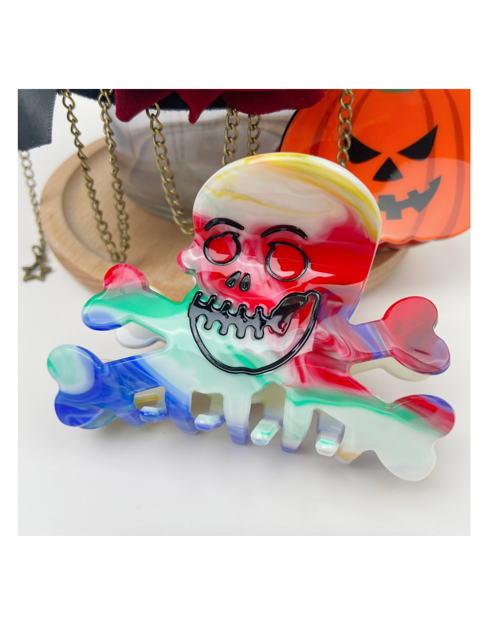 Colorful Skull and Crossbones Claw Clip