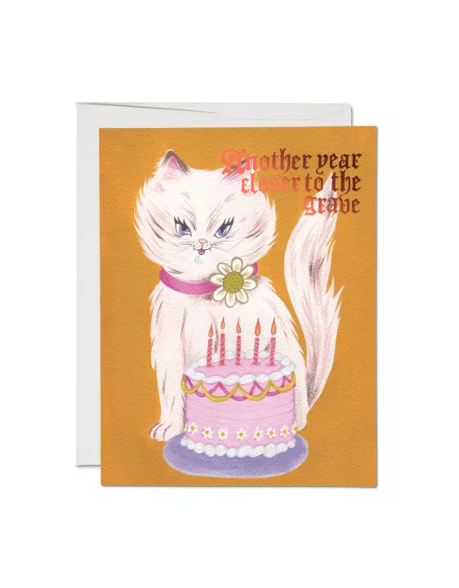Another Year Closer to the Grave Cat Greeting Card