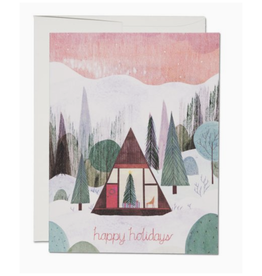 Modern Cabin Happy Holidays Greeting Card