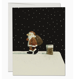 Up On the Housetop Santa Greeting Card