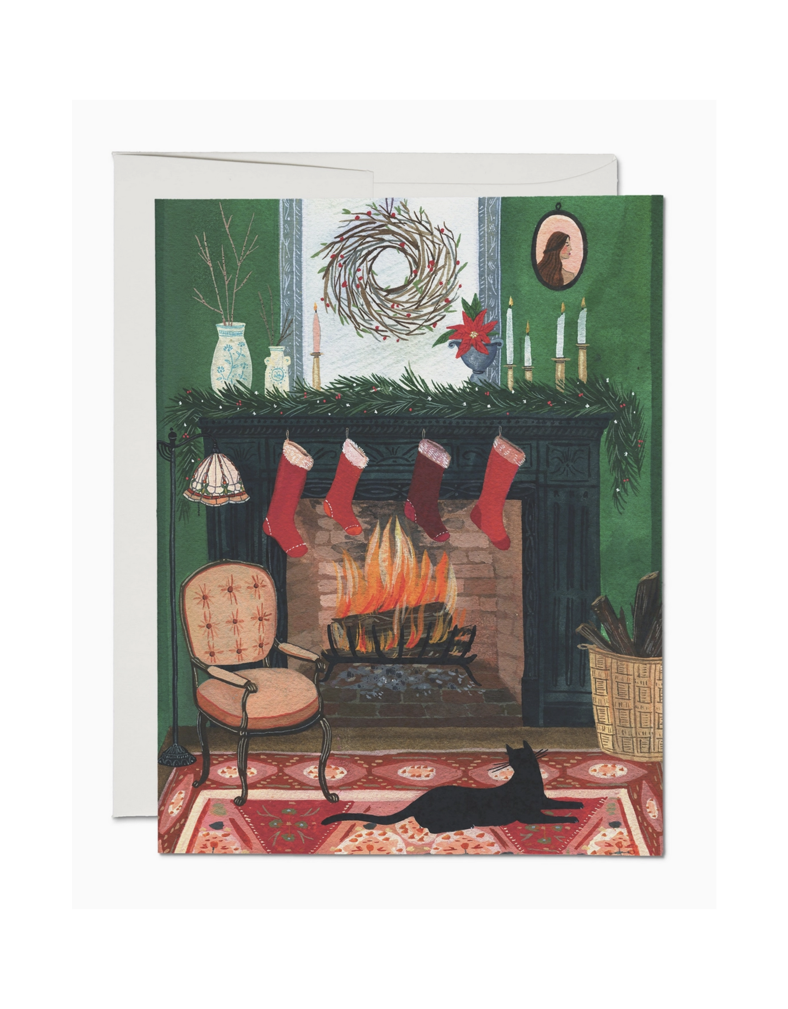 Christmas By the Fireplace Greeting Card