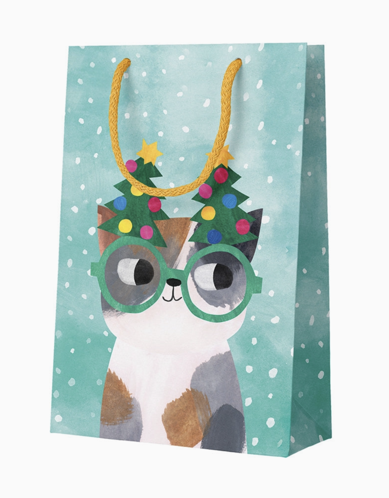 Christmas Cat Wearing Glasses Gift Bag