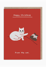 Cat Happy Christmas Pudding Greeting Card