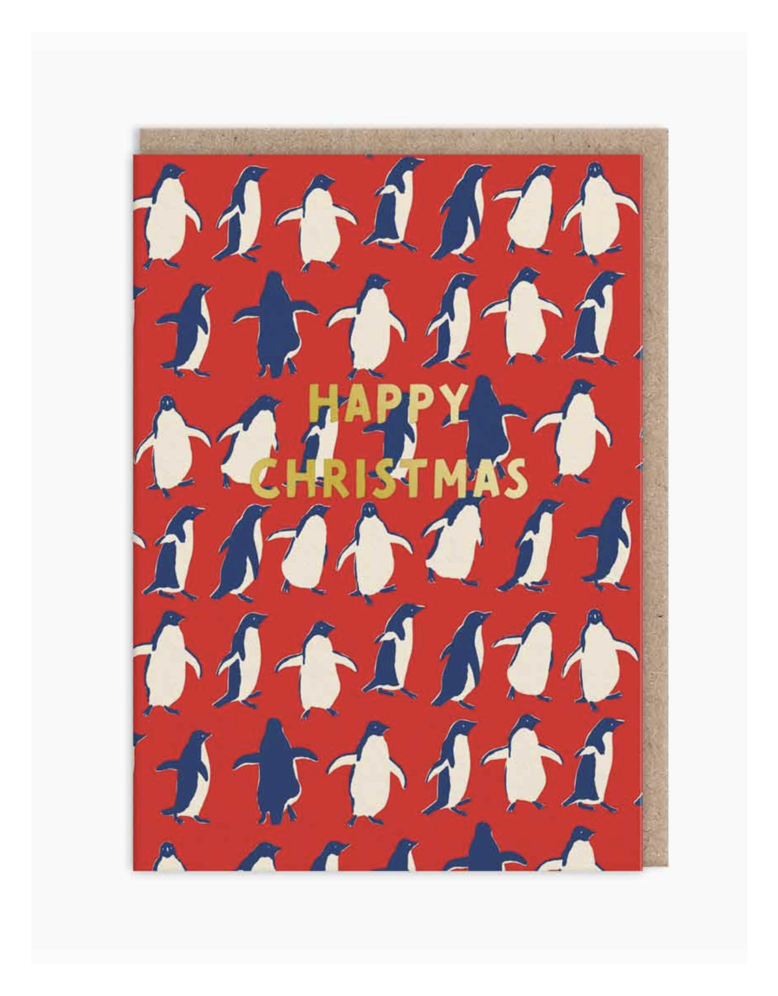 Happy Christmas Dancing Penguins Greeting Card