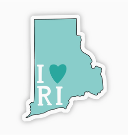 I Love Rhode Island Teal Sticker