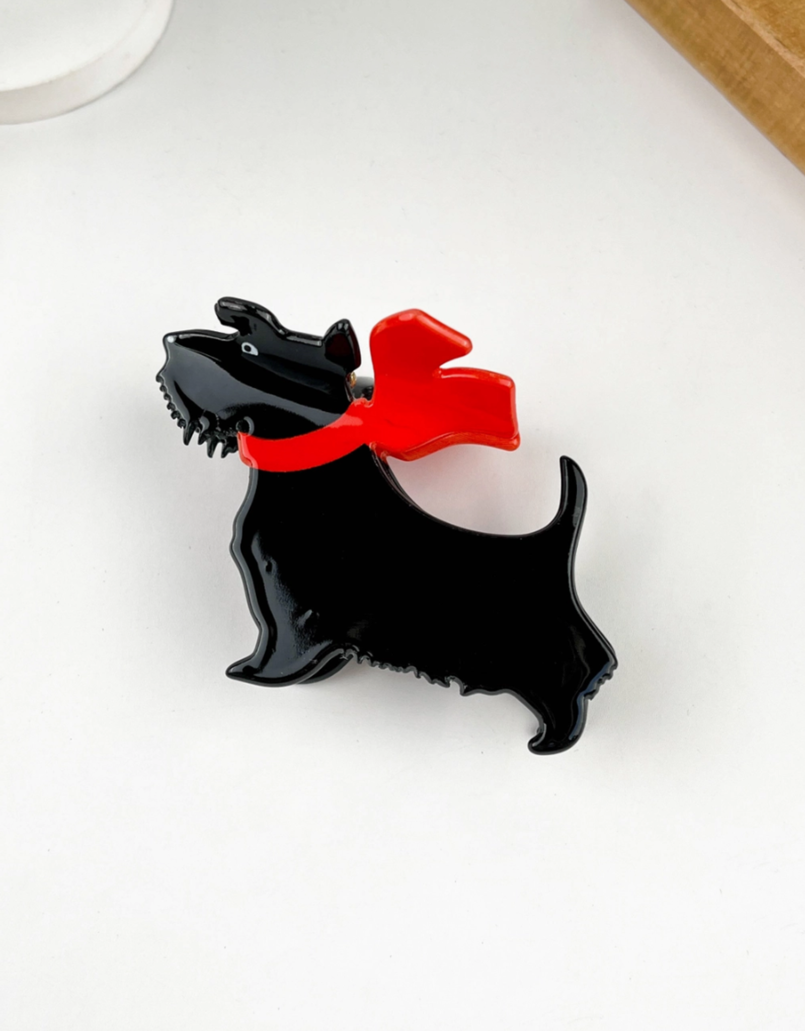 Scottie Dog Red Scarf Claw Clip