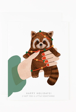I Got You a Little Something Holiday Red Panda Greeting Card