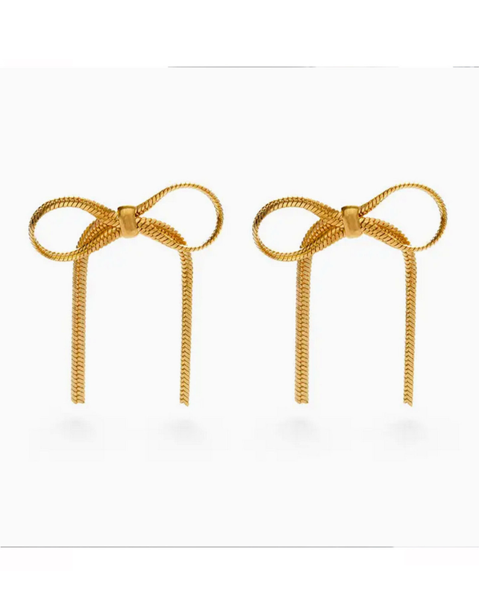 Herringbone Chain Bow Stud Earrings
