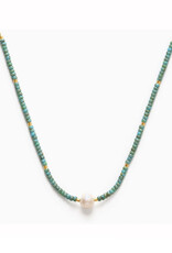 Pearl Miyuki Bead Necklace - Blue Picasso