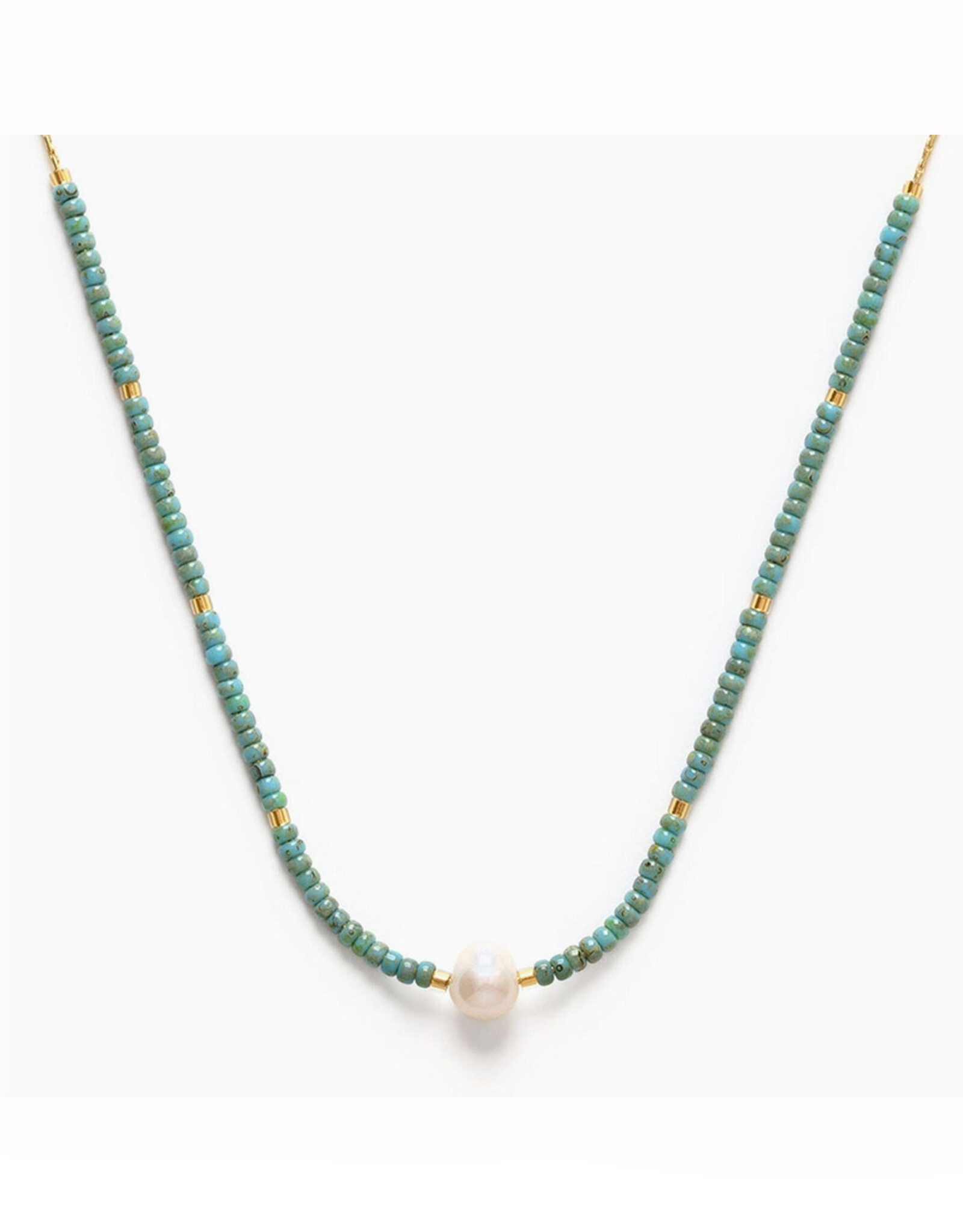 Pearl Miyuki Bead Necklace - Blue Picasso