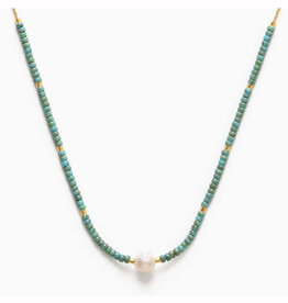 Pearl Miyuki Bead Necklace - Blue Picasso