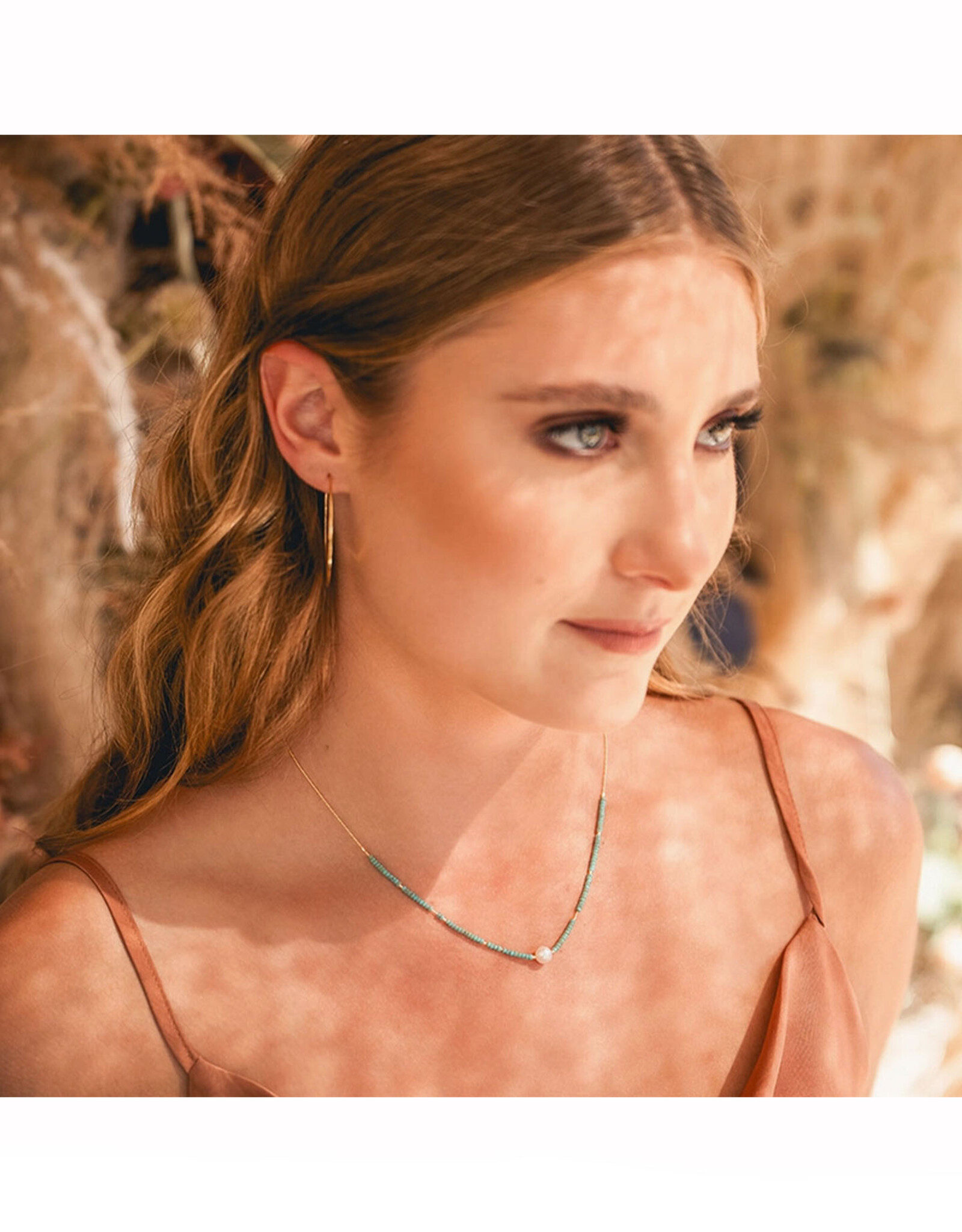 Pearl Miyuki Bead Necklace - Blue Picasso