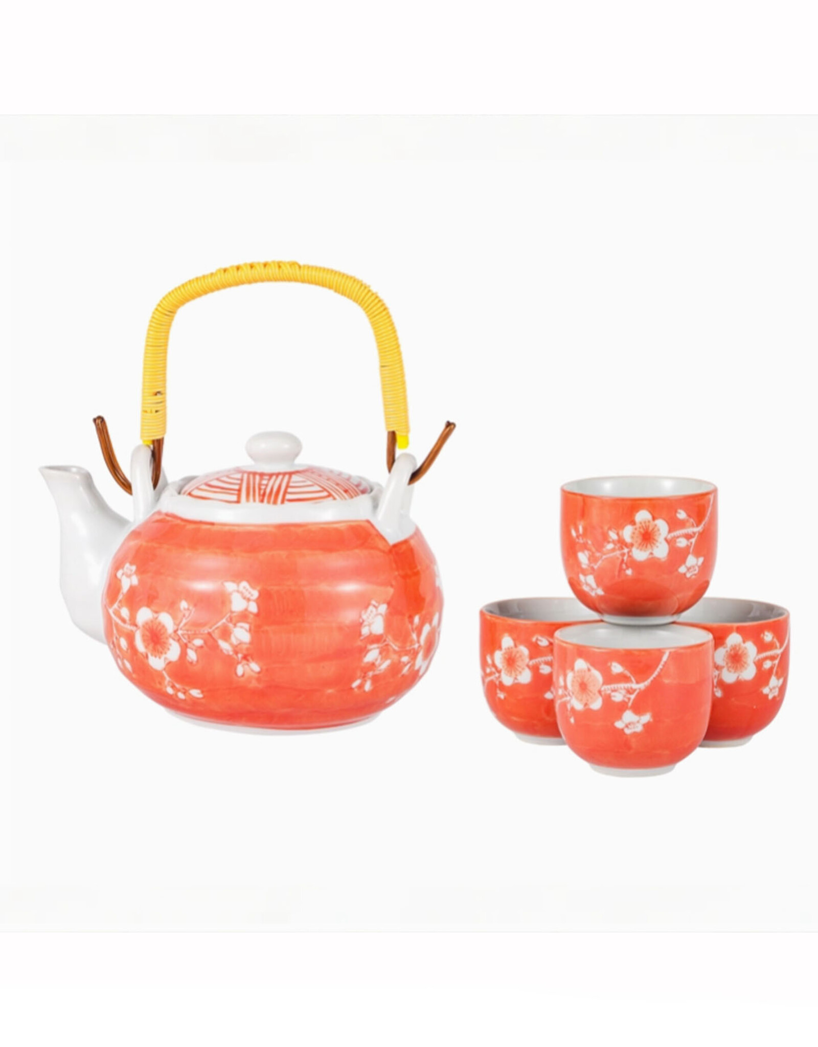 Orange Plum Blossom Tea Set for 4