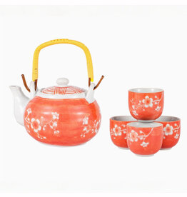 Orange Plum Blossom Tea Set for 4