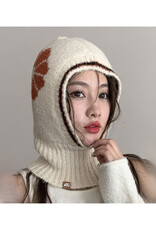 Snowflake Balaclava - Ivory/Orange