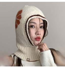 Snowflake Balaclava - Ivory/Orange