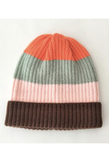 Ribbed Color Block Hat - Orange/Pink/Grey *
