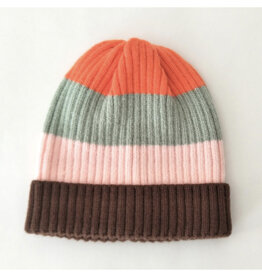 Ribbed Color Block Hat - Orange/Pink/Grey *