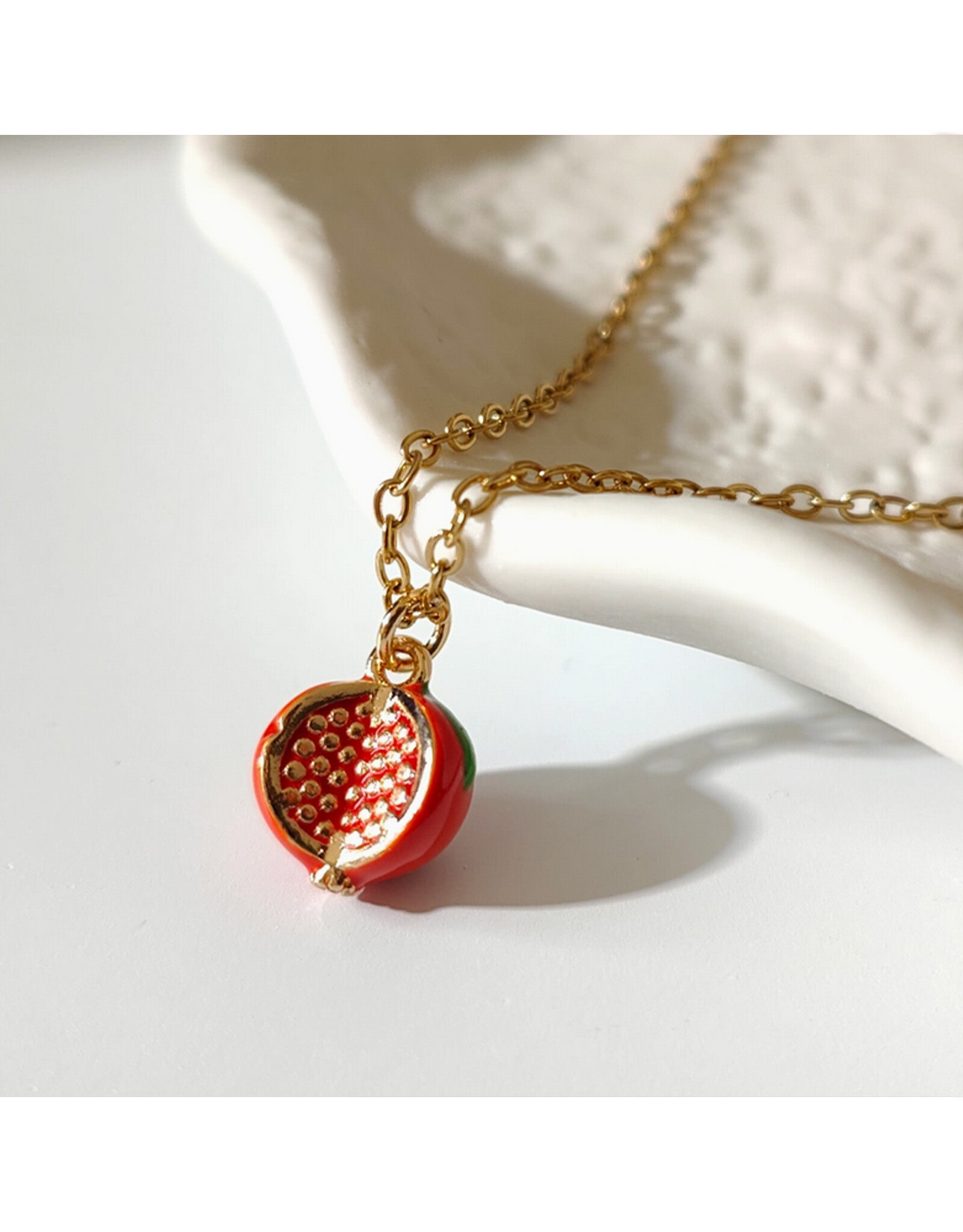 Enamel Pomegranate Pendant Necklace