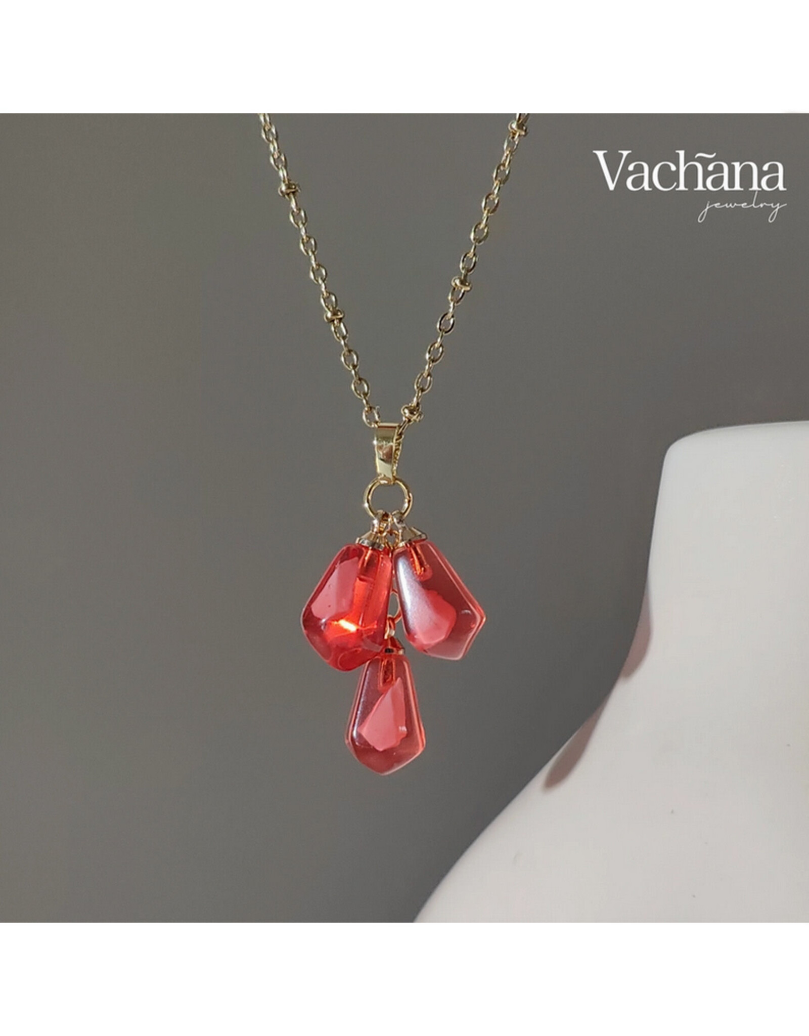 Light Red Pomegranate Seed Drop Necklace