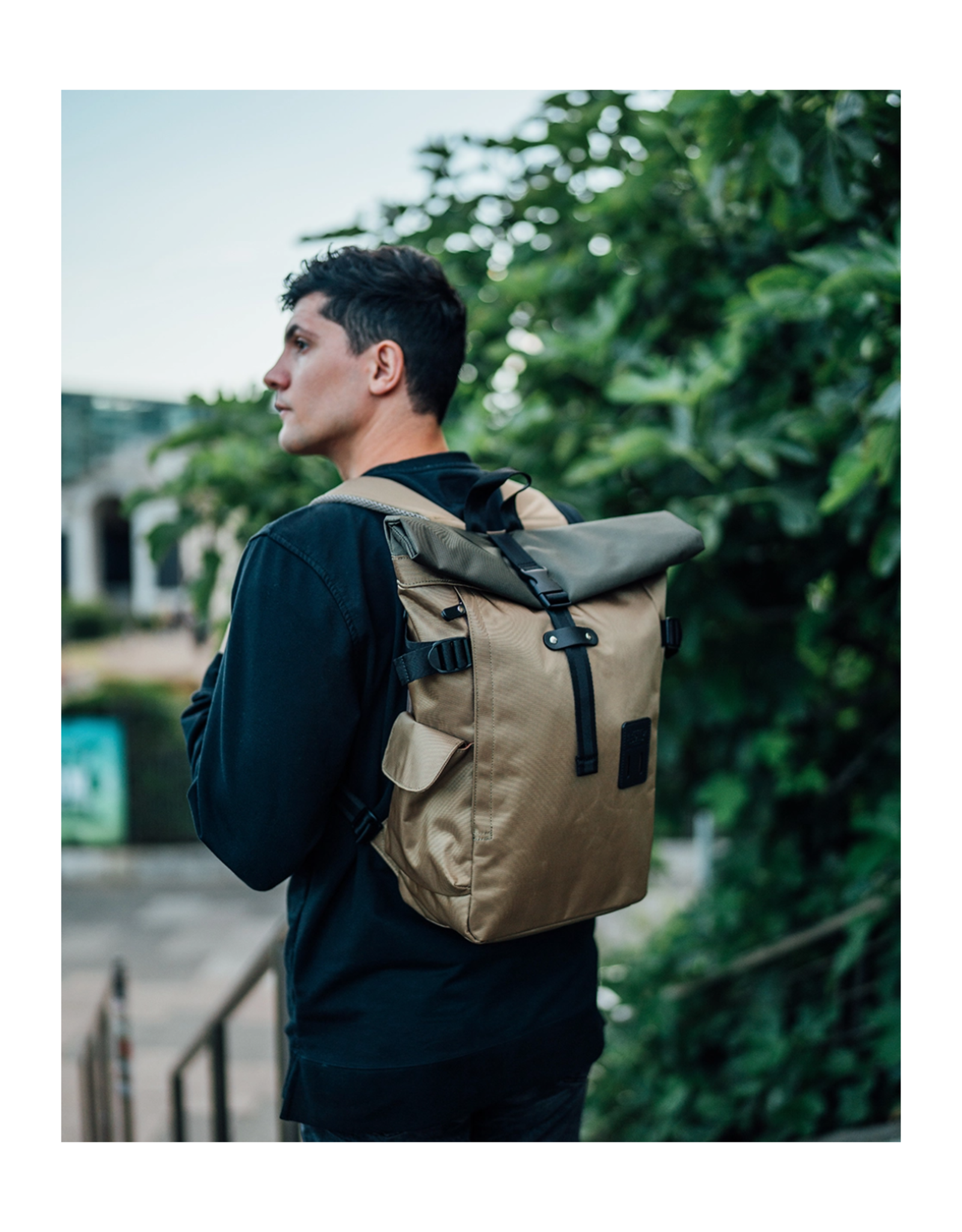 2-Tone Rolltop Backpack - Desert Olive
