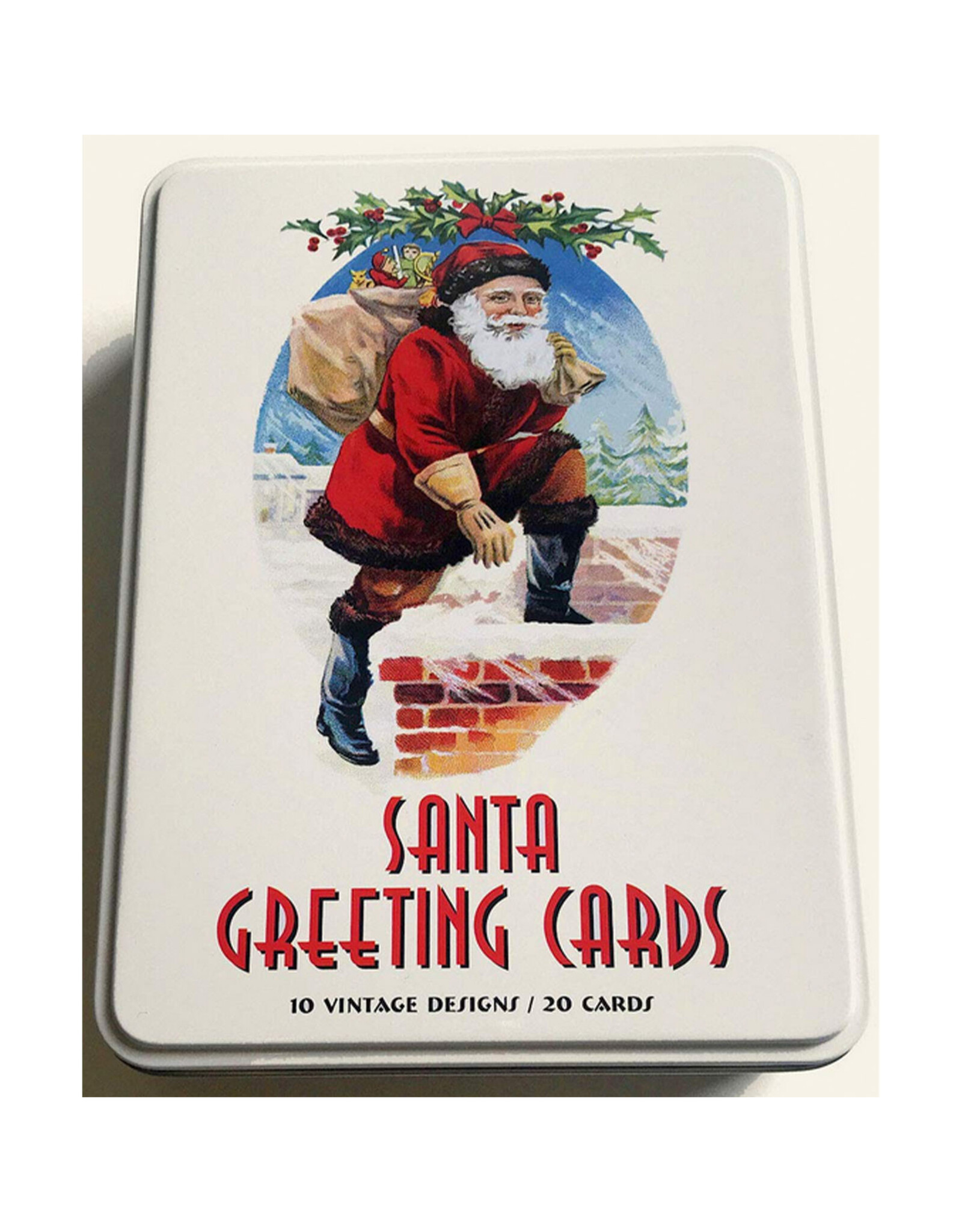 Vintage Santa Greeting Cards Deluxe Tin