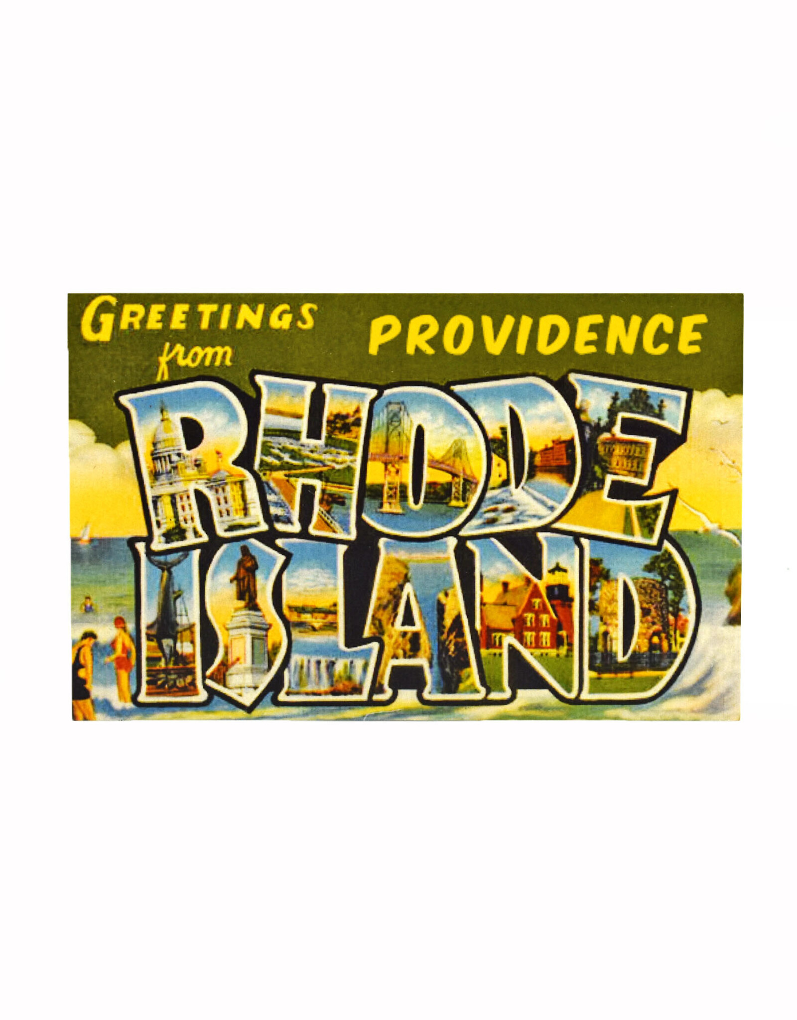 Greetings from Rhode Island (Green) Postcard