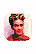 Frida with Pink Scarf and Blue Wrap Coaster