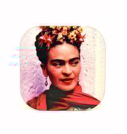 Frida with Pink Scarf and Blue Wrap Coaster