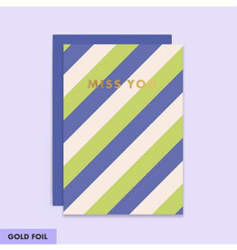 Miss You Striped Greeting Card