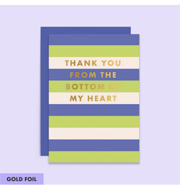 Thank You From Bottom of My Heart Striped Greeting Card