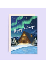 A-Frame and Northern Lights Holiday Greeting Card A-Frame and Northern Lights Holiday Greeting Card