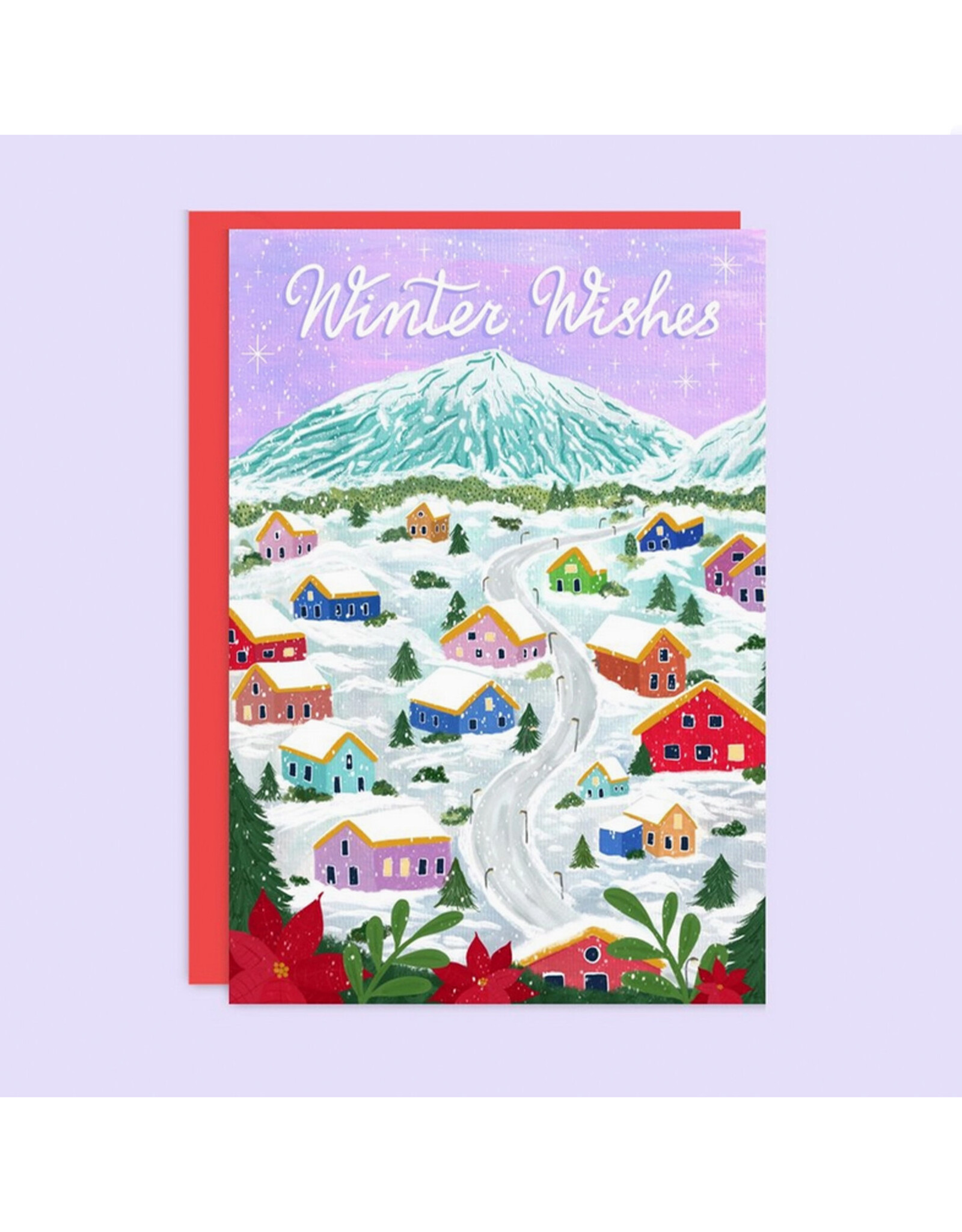 Winter Wishes Snowy Village Holiday Greeting Card