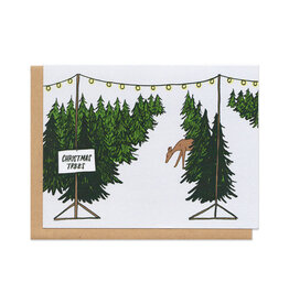 Deer and Christmas Trees Greeting Card
