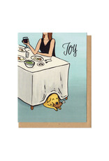 Joy Dog at Dinner Greeting Card