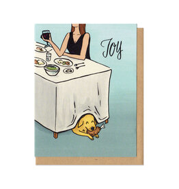 Joy Dog at Dinner Greeting Card
