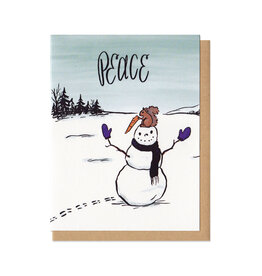 Peace Snowman & Squirrel Greeting Card