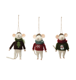 Hat & Sweater Mouse Ornament (Assorted)
