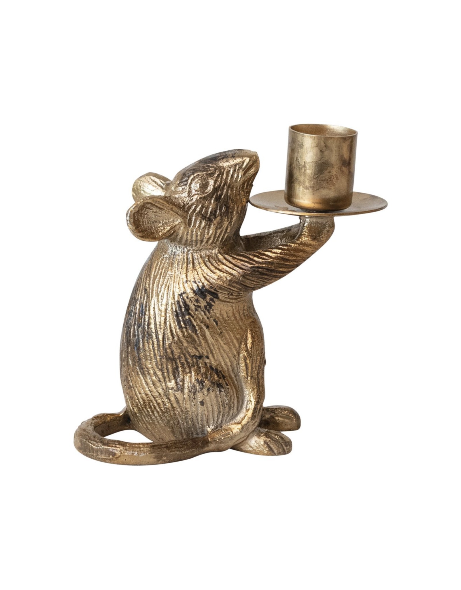 Antique Gold Mouse Taper Holder