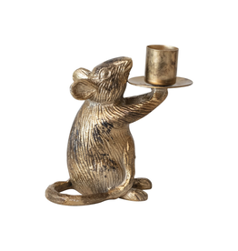 Antique Gold Mouse Taper Holder