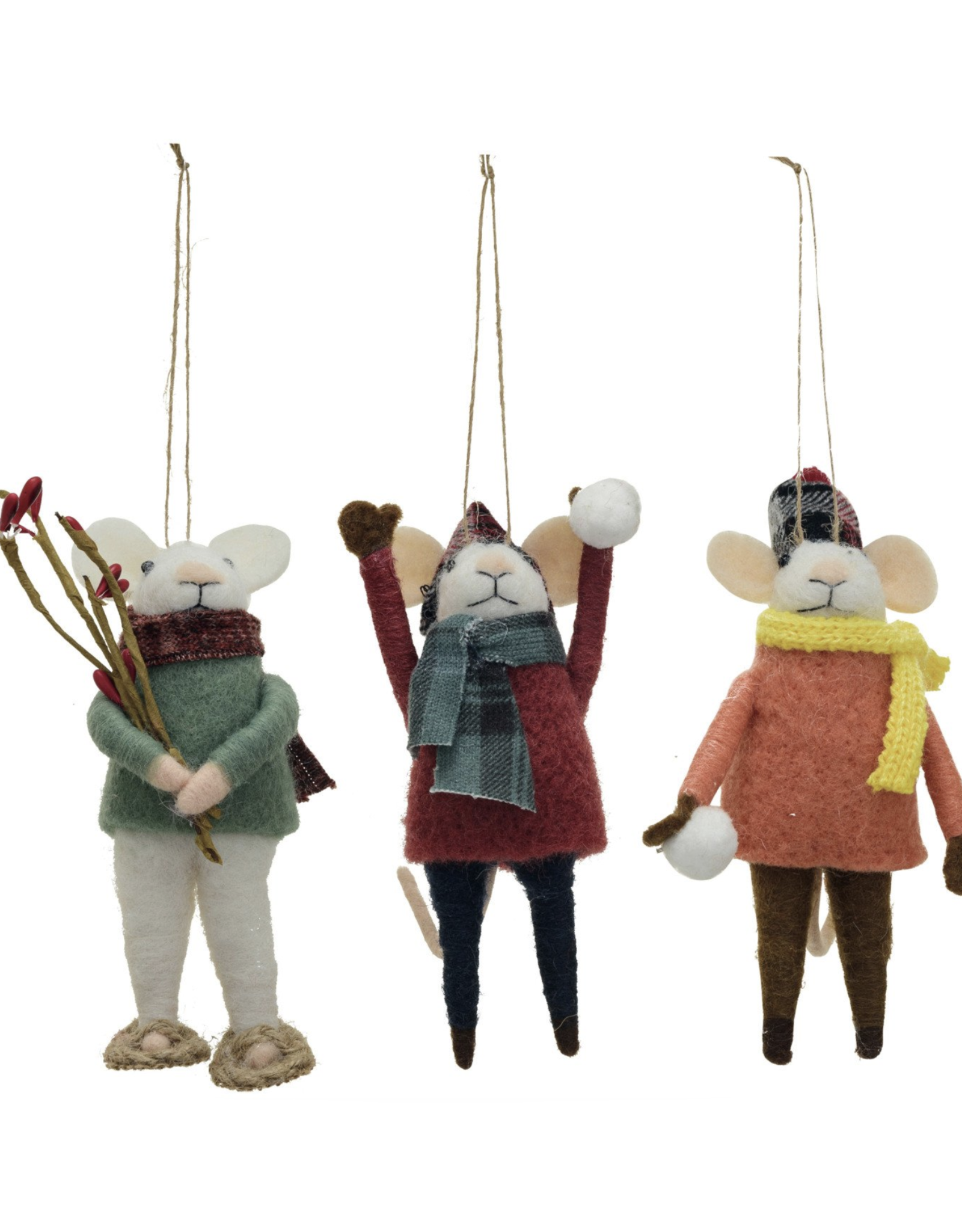 Snow Day Felt Mouse Ornament (Assorted)