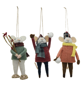 Snow Day Felt Mouse Ornament (Assorted)