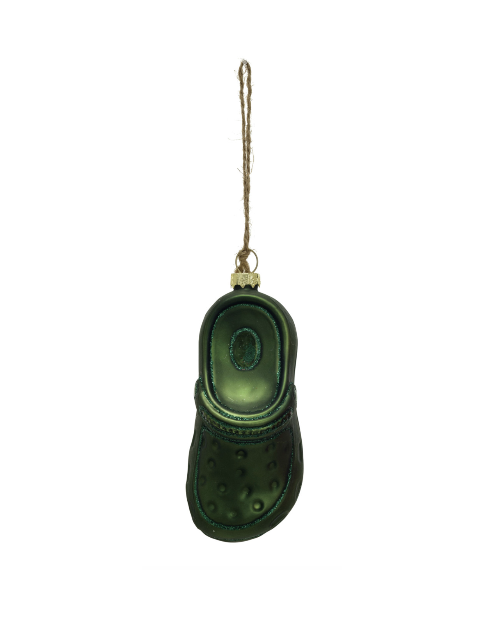 Green Glass Clog Ornament