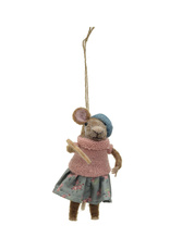 Felt Mouse Artist in Pink Sweater Ornament